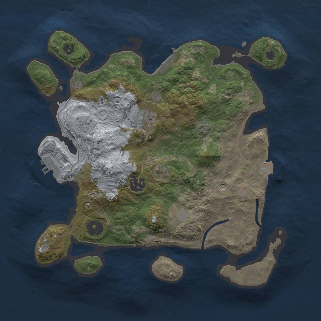 Rust Map: Procedural Map, Size: 3000, Seed: 14376, 10 Monuments