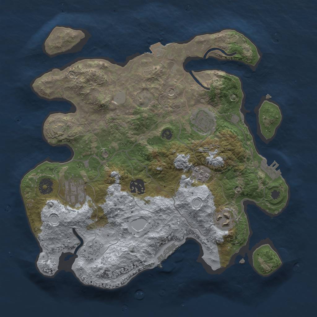 Rust Map: Procedural Map, Size: 3000, Seed: 24696, 13 Monuments