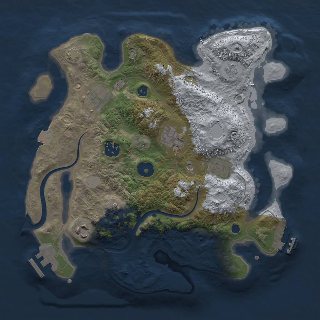 Rust Map: Procedural Map, Size: 3000, Seed: 14455, 12 Monuments