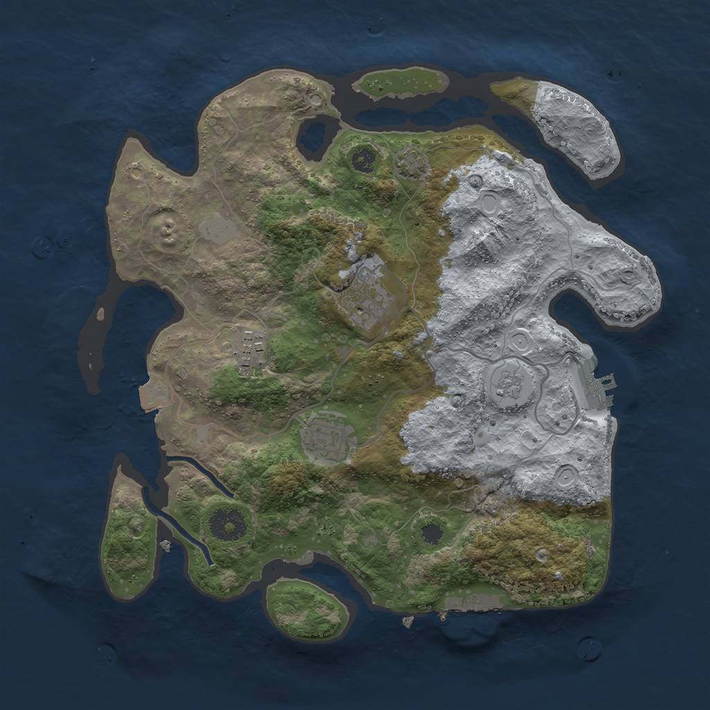 Rust Map: Procedural Map, Size: 3000, Seed: 3872069, 10 Monuments