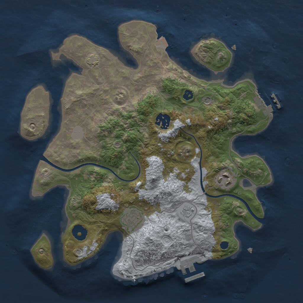 Rust Map: Procedural Map, Size: 3000, Seed: 31439, 9 Monuments