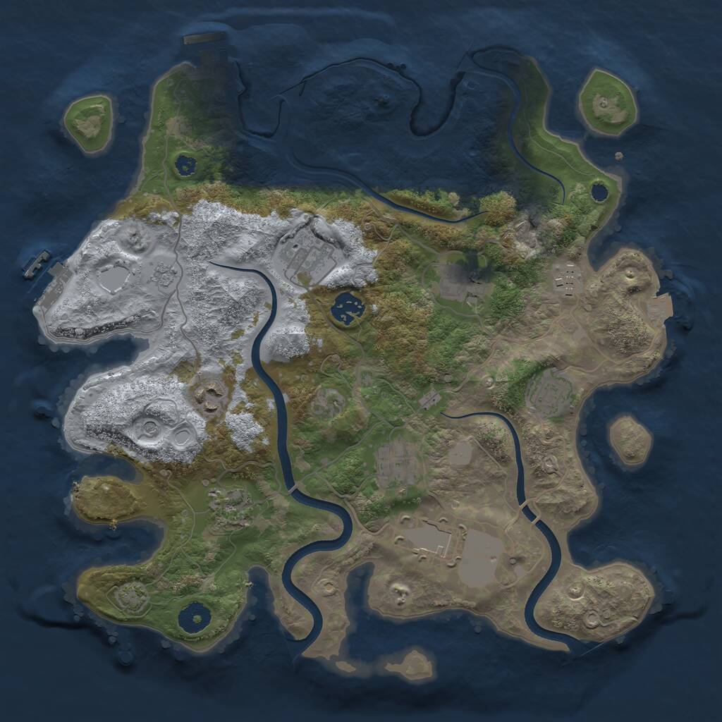 Rust Map: Procedural Map, Size: 3500, Seed: 76653275, 15 Monuments