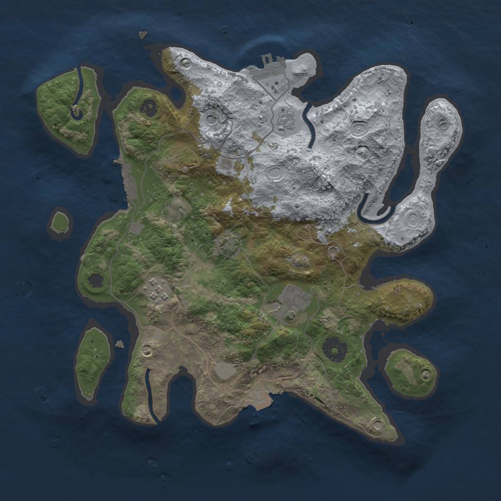 Rust Map: Procedural Map, Size: 3000, Seed: 12018, 10 Monuments