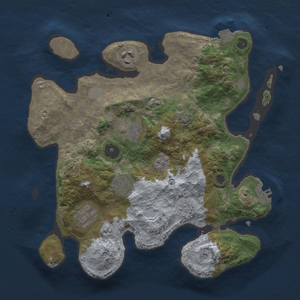 Rust Map: Procedural Map, Size: 3000, Seed: 354625, 12 Monuments