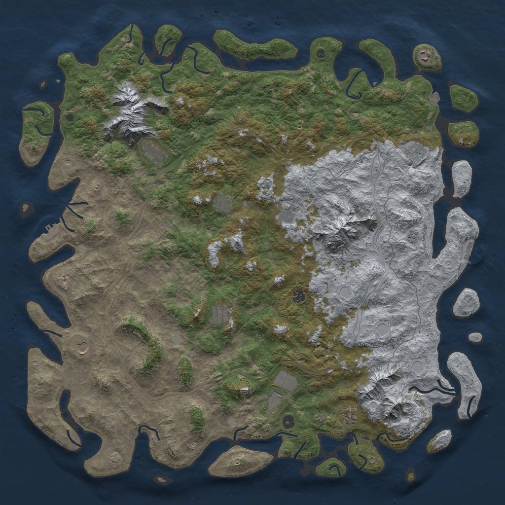 Rust Map: Procedural Map, Size: 6000, Seed: 304128471, 19 Monuments