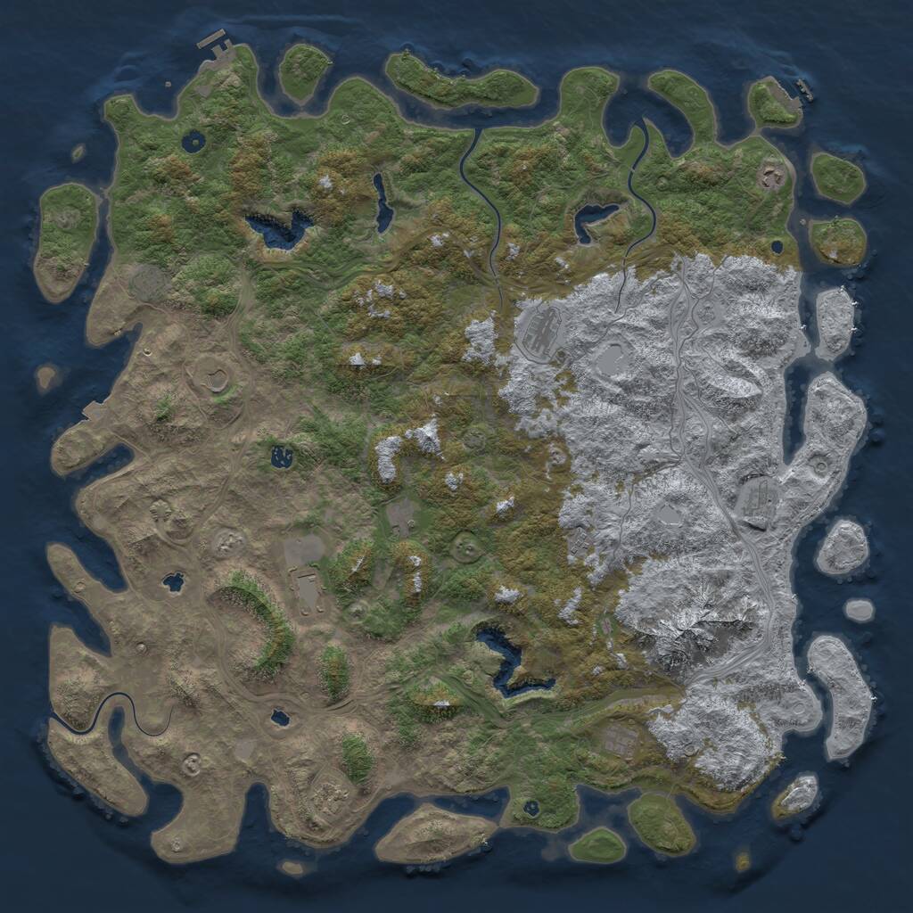 Rust Map: Procedural Map, Size: 6000, Seed: 304128471, 17 Monuments