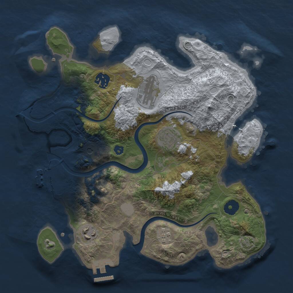 Rust Map: Procedural Map, Size: 3000, Seed: 7587, 10 Monuments