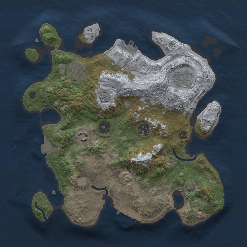 Rust Map: Procedural Map, Size: 3000, Seed: 7587, 12 Monuments