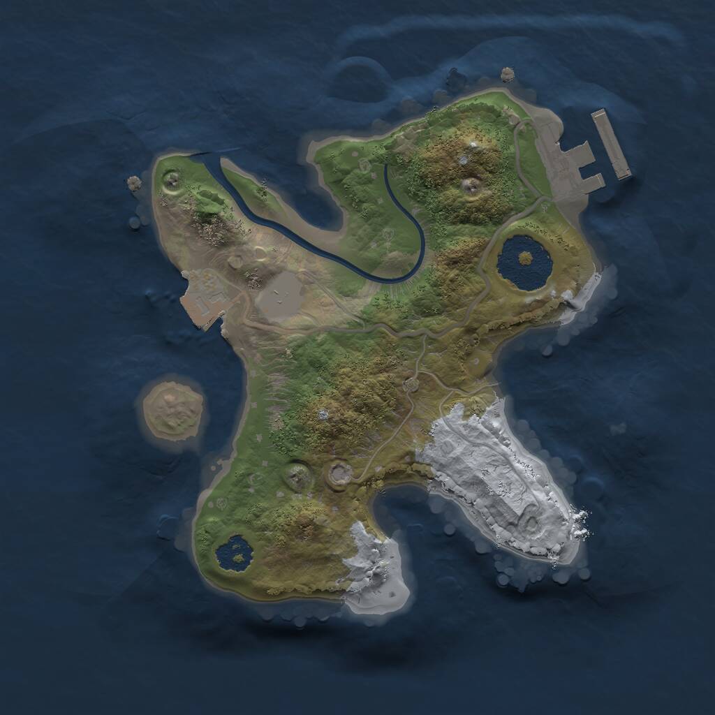 Rust Map: Procedural Map, Size: 2000, Seed: 1069873, 2 Monuments
