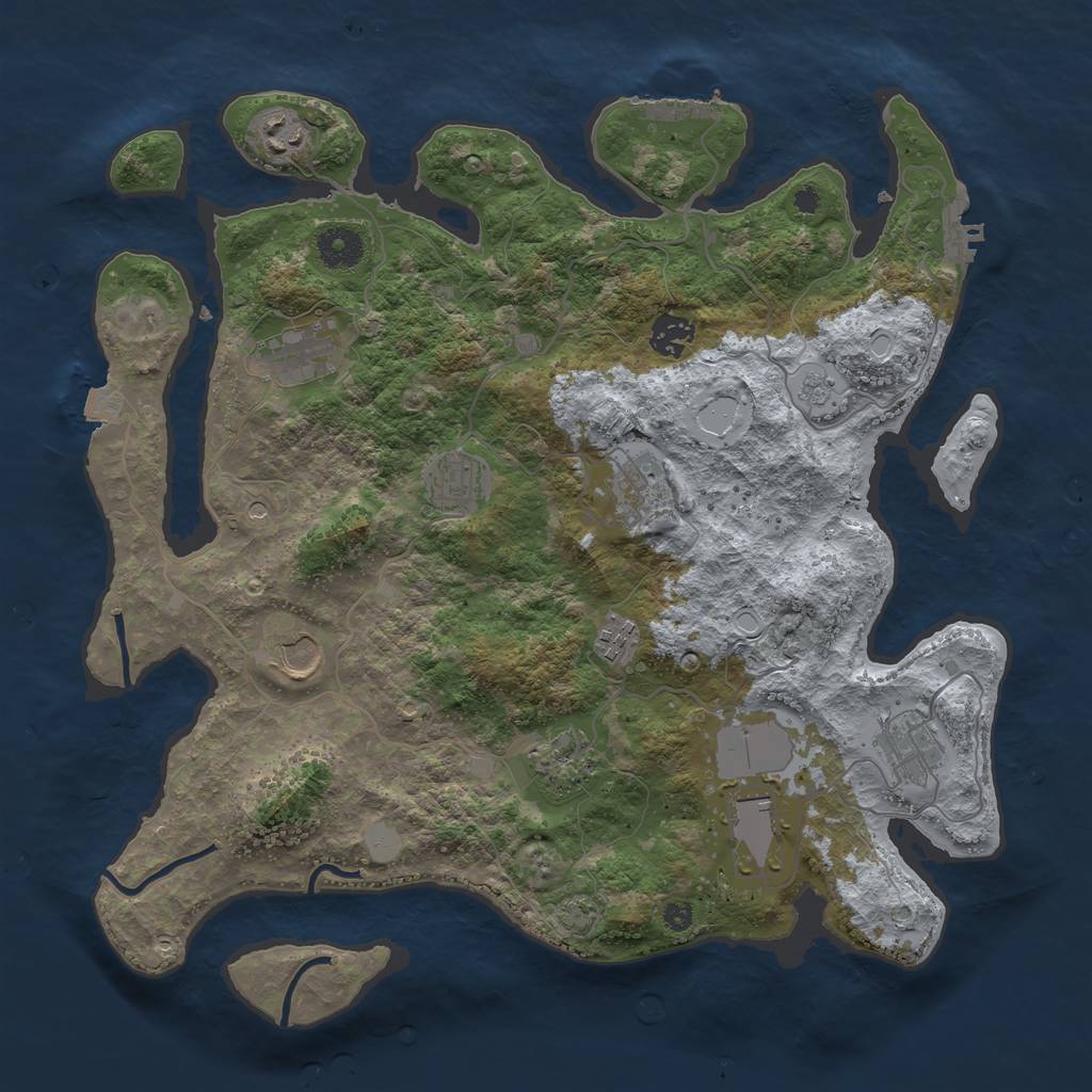 Rust Map: Procedural Map, Size: 3750, Seed: 869662668, 18 Monuments