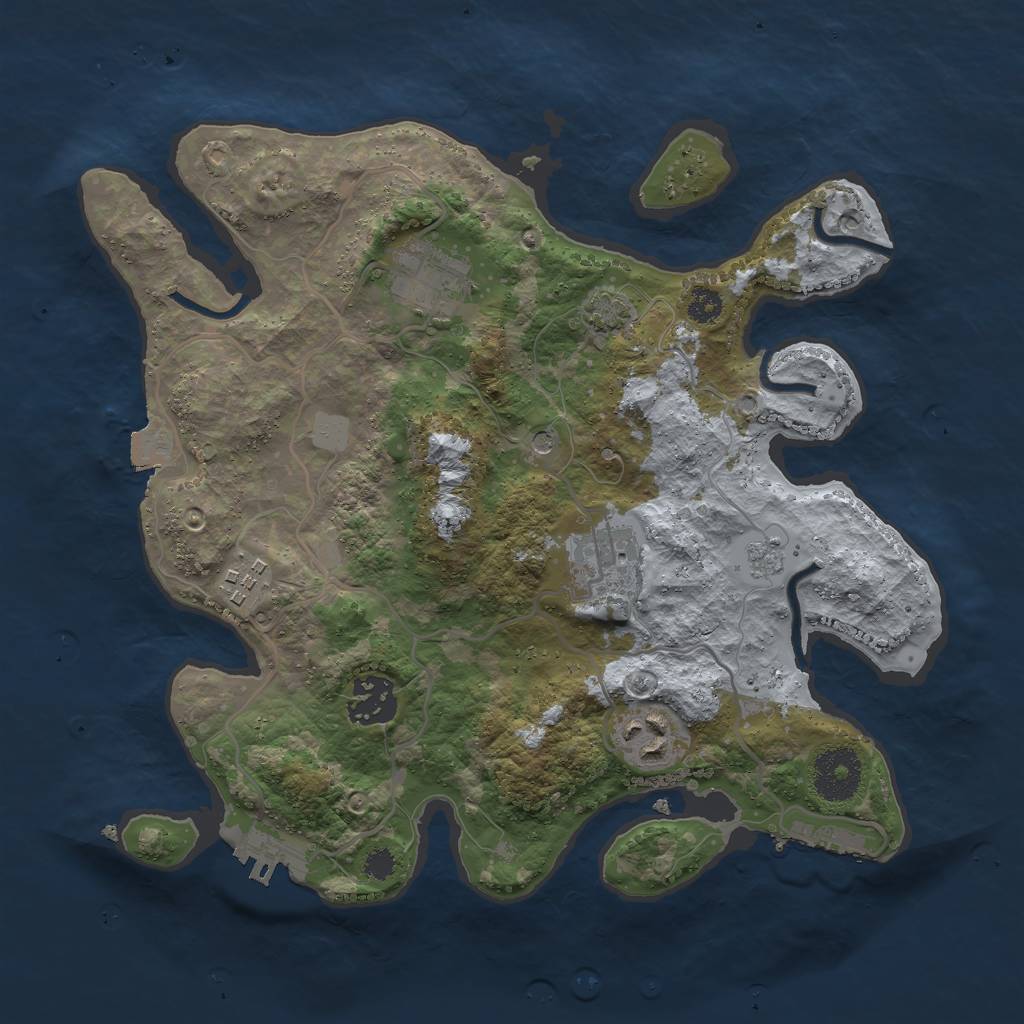 Rust Map: Procedural Map, Size: 3000, Seed: 8554, 13 Monuments
