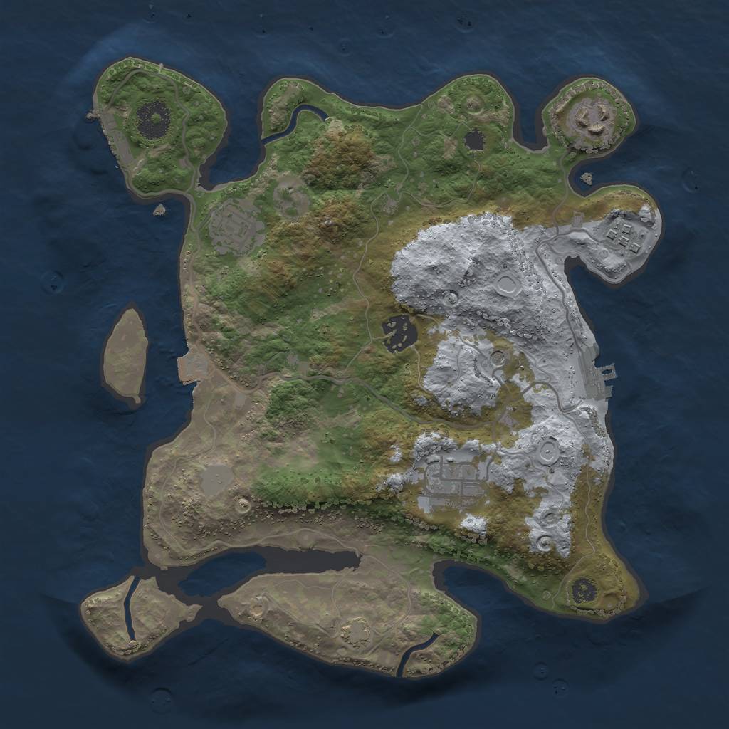 Rust Map: Procedural Map, Size: 3000, Seed: 975239054, 12 Monuments