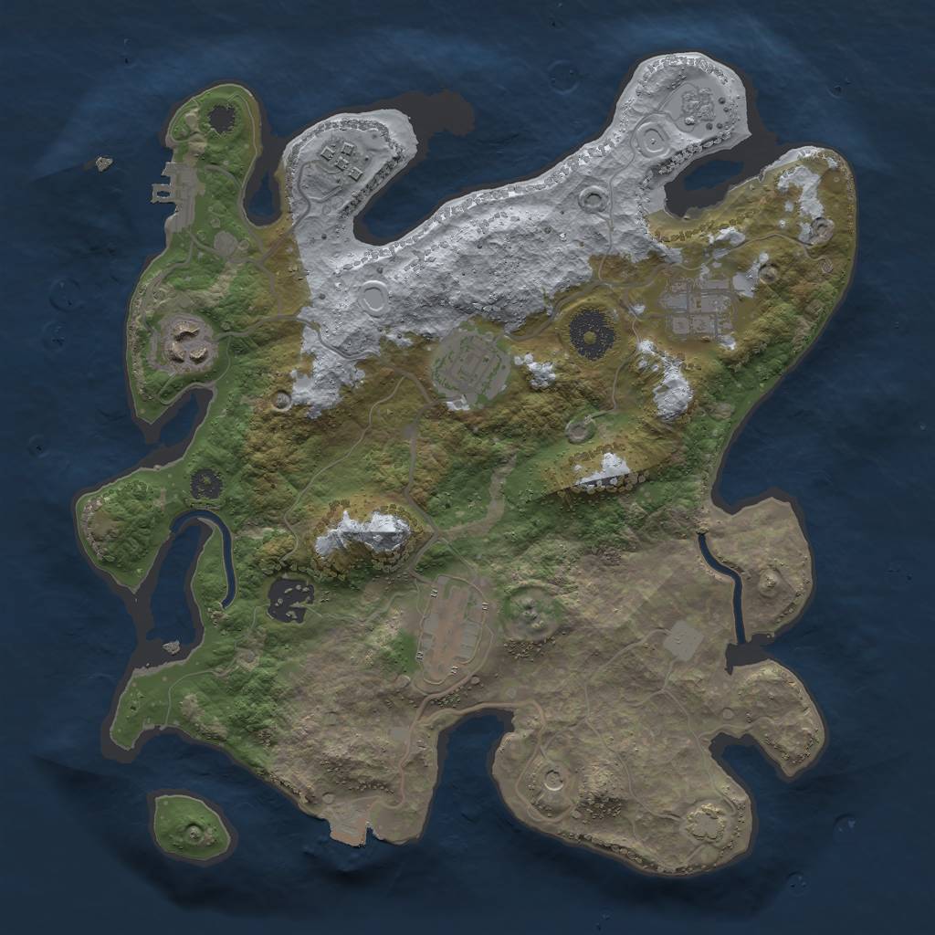 Rust Map: Procedural Map, Size: 3000, Seed: 1136471393, 13 Monuments