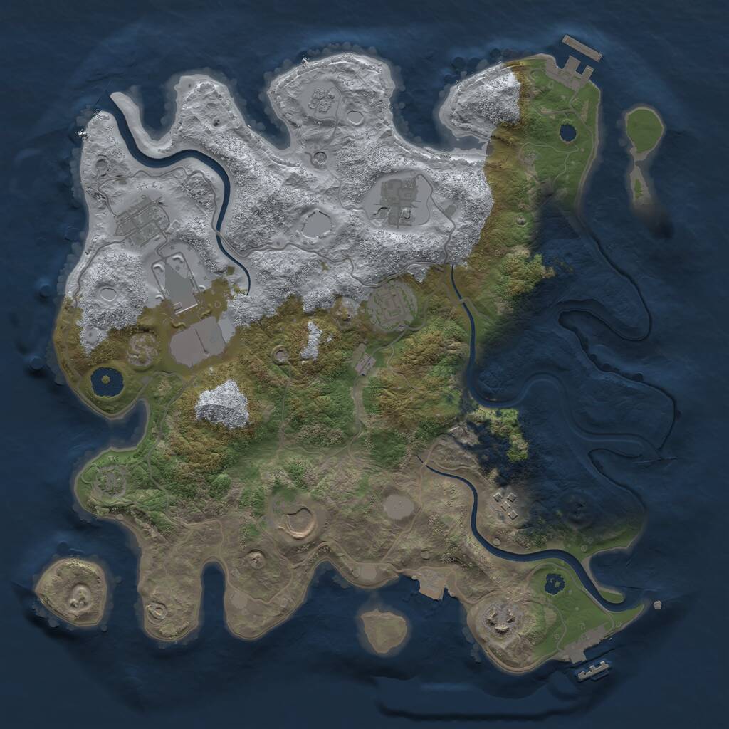 Rust Map: Procedural Map, Size: 3500, Seed: 779206223, 13 Monuments