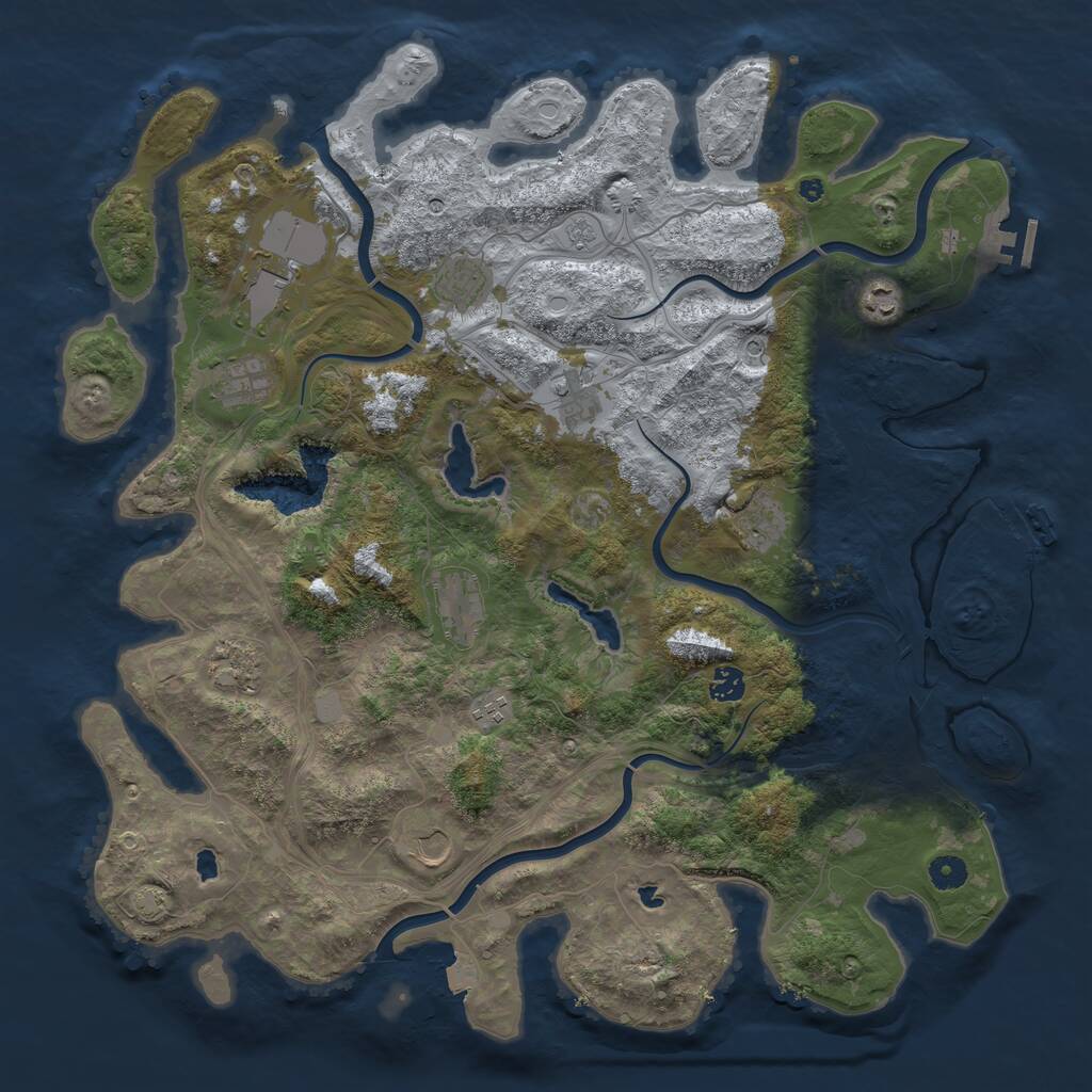 Rust Map: Procedural Map, Size: 4500, Seed: 1016486912, 17 Monuments