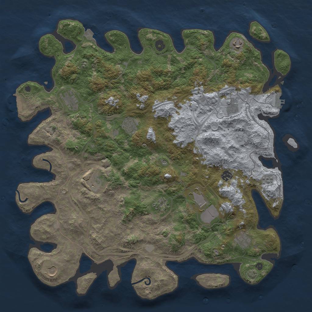 Rust Map: Procedural Map, Size: 4500, Seed: 1845194115, 19 Monuments