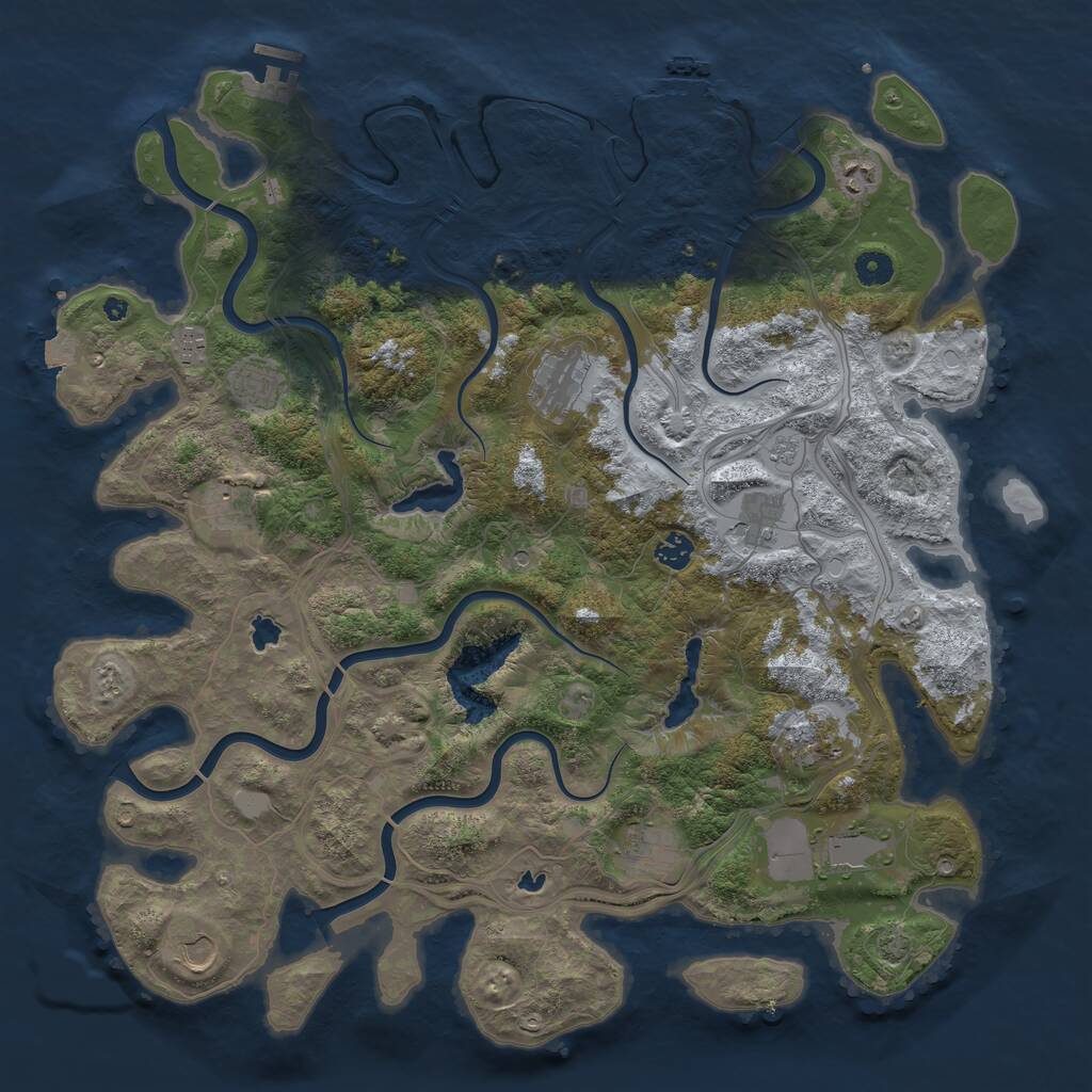 Rust Map: Procedural Map, Size: 4500, Seed: 1845194115, 17 Monuments