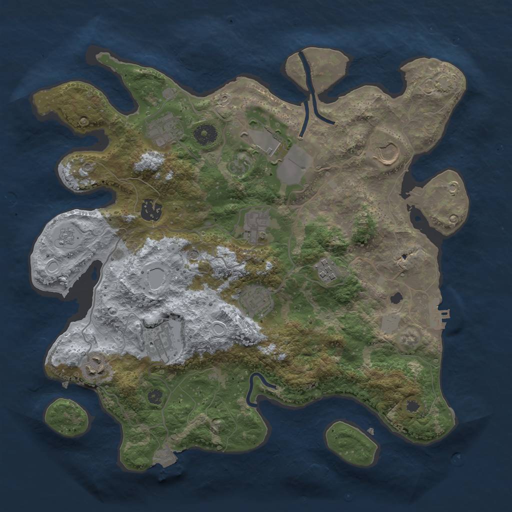 Rust Map: Procedural Map, Size: 3500, Seed: 1789009308, 16 Monuments
