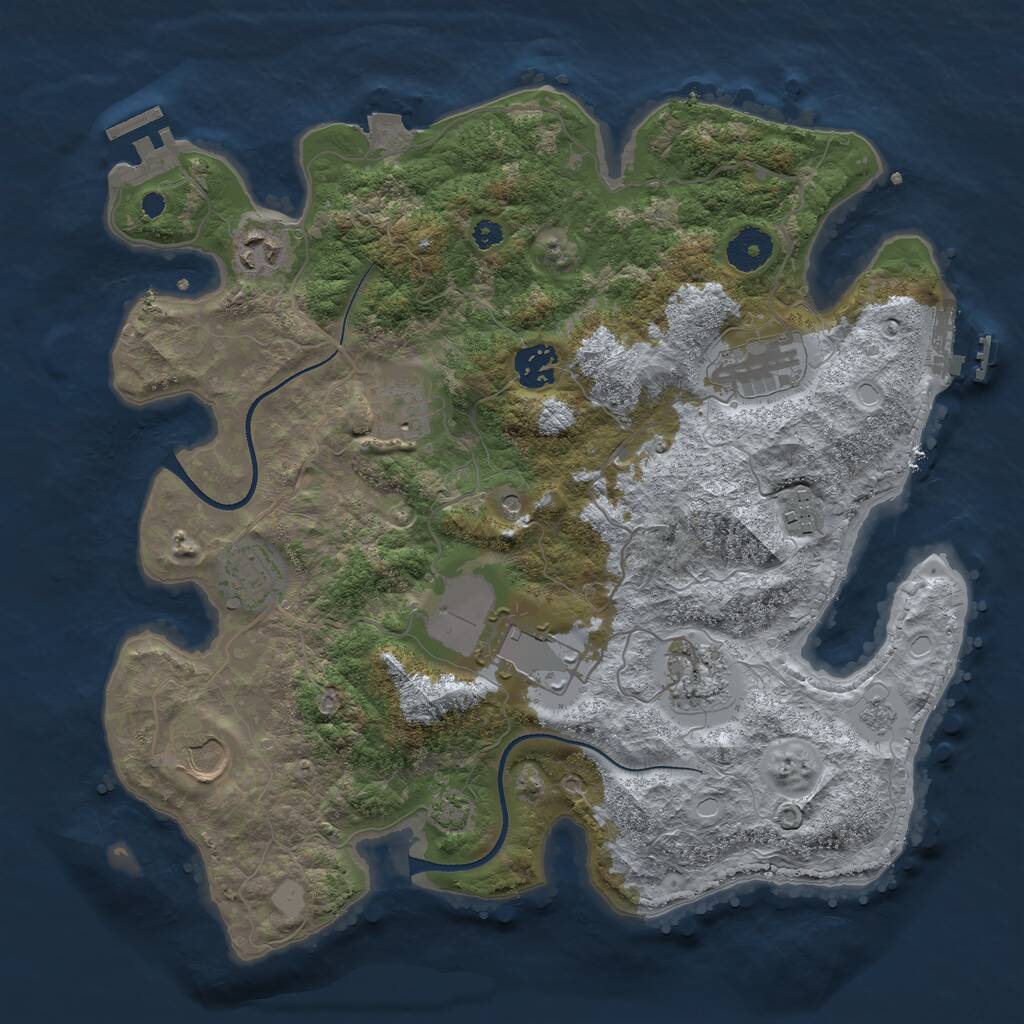 Rust Map: Procedural Map, Size: 3500, Seed: 1064215346, 15 Monuments
