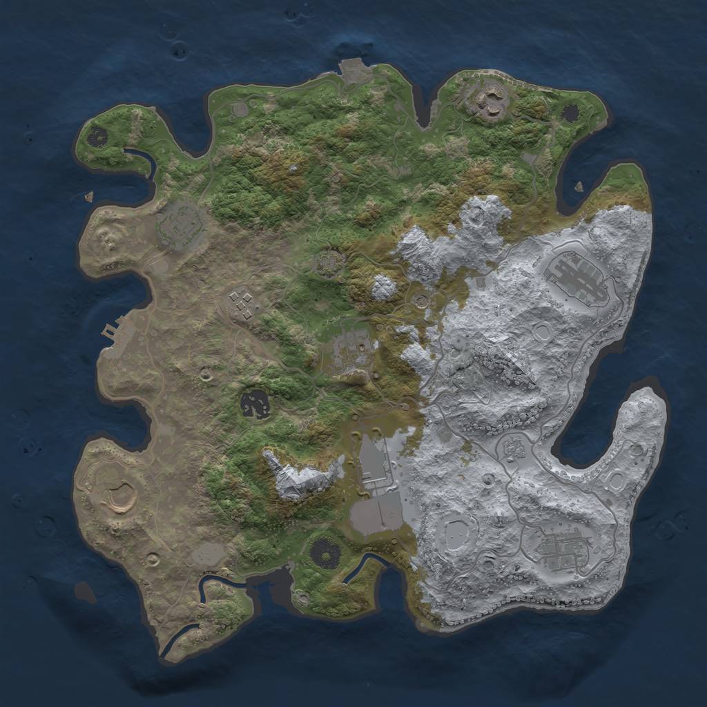Rust Map: Procedural Map, Size: 3500, Seed: 1064215346, 16 Monuments