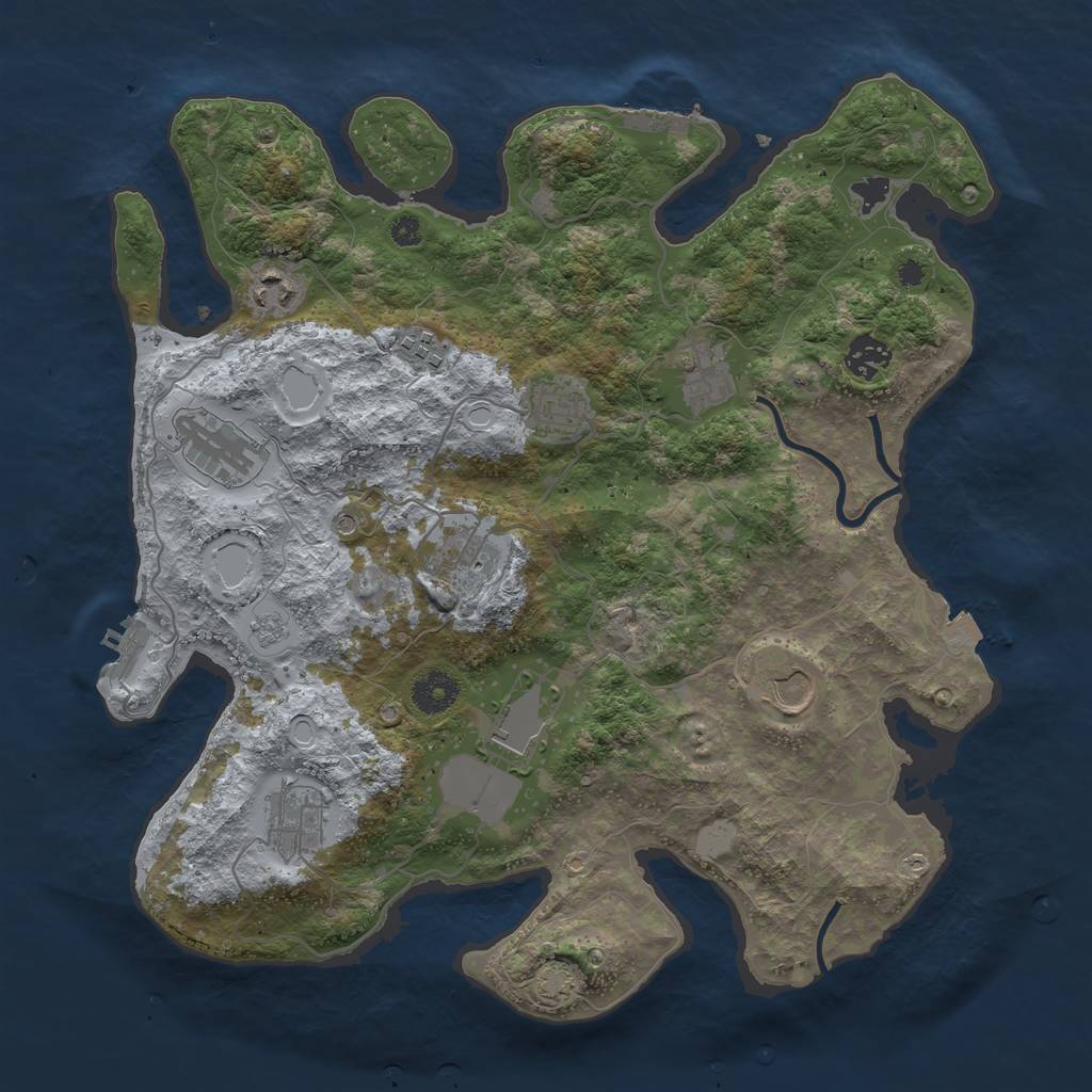 Rust Map: Procedural Map, Size: 3700, Seed: 21569269, 18 Monuments