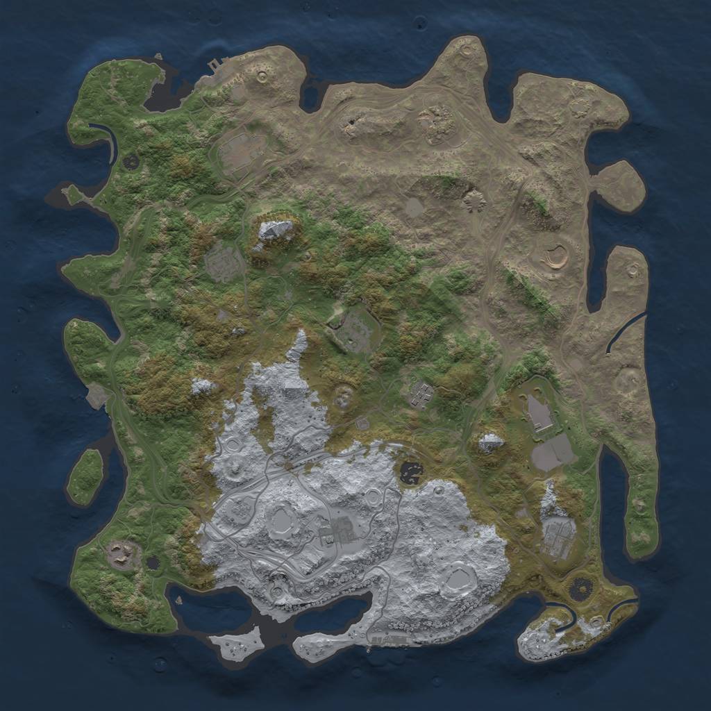 Rust Map: Procedural Map, Size: 4500, Seed: 9827892, 19 Monuments