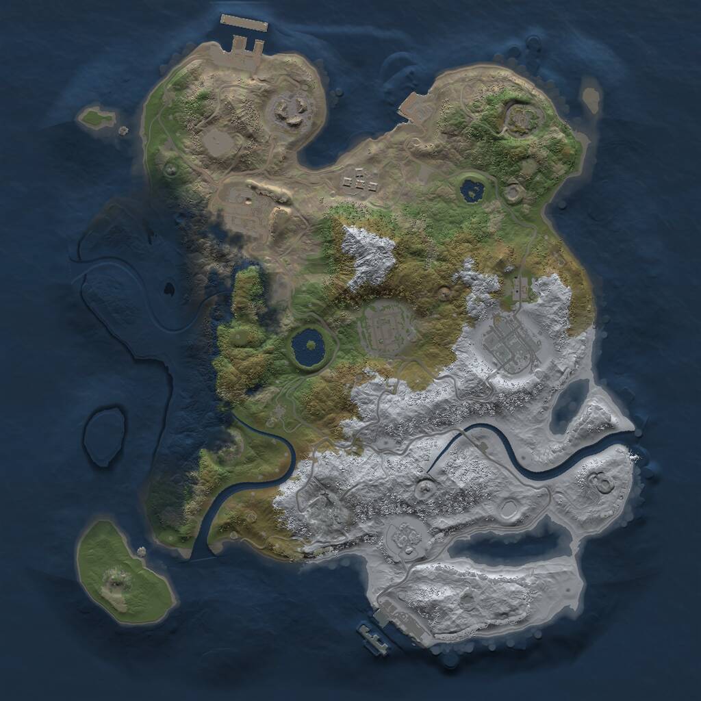 Rust Map: Procedural Map, Size: 3000, Seed: 12971, 10 Monuments