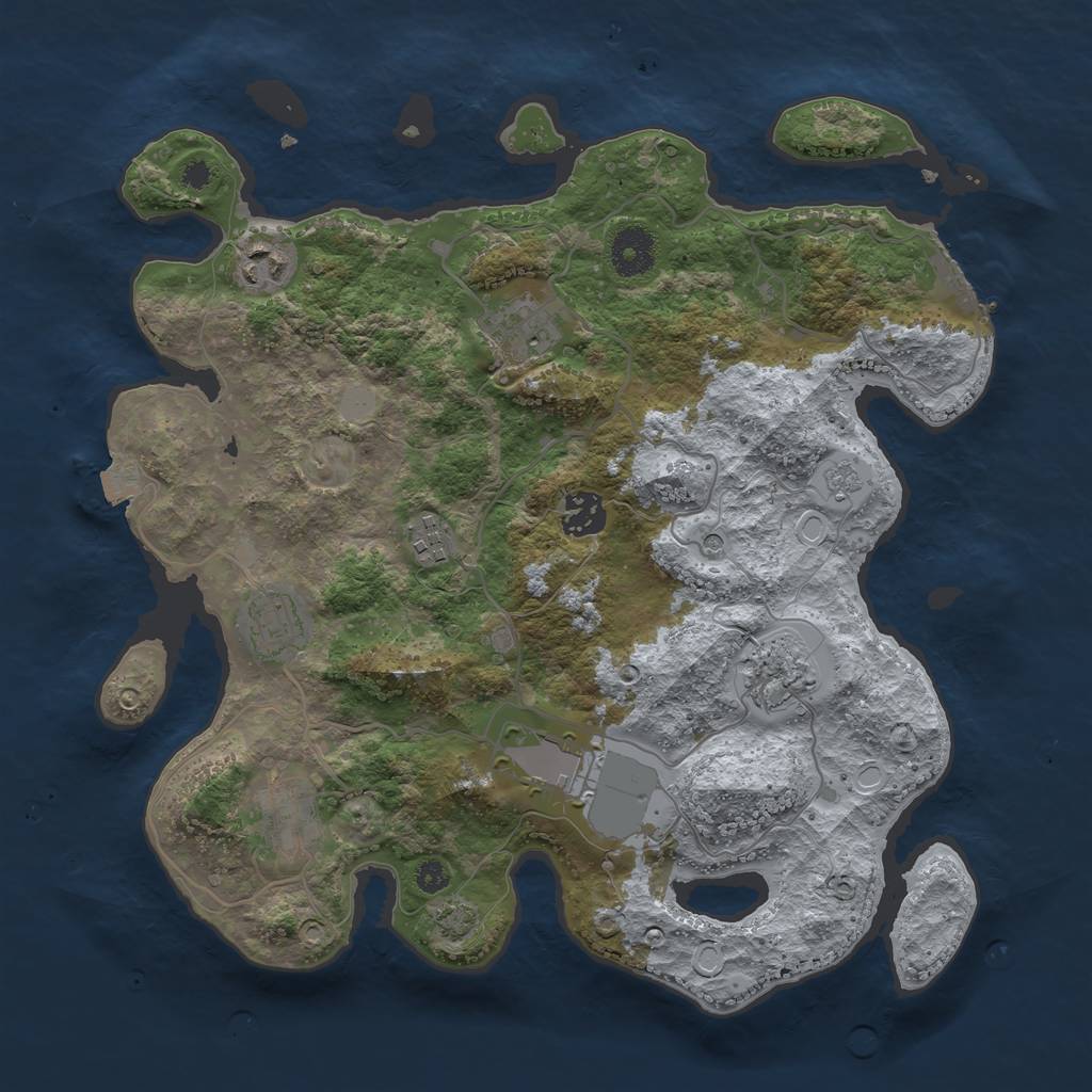 Rust Map: Procedural Map, Size: 3500, Seed: 762401, 15 Monuments