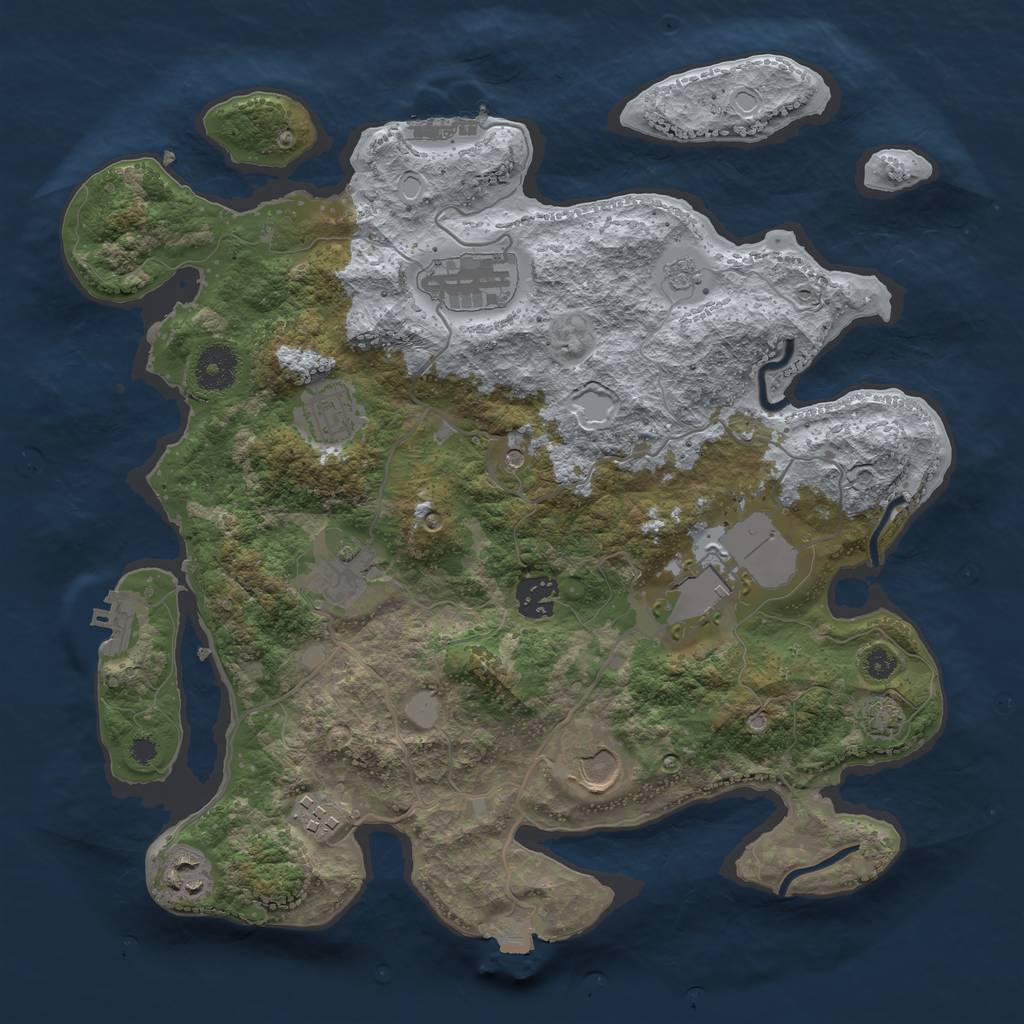 Rust Map: Procedural Map, Size: 3500, Seed: 77252927, 16 Monuments