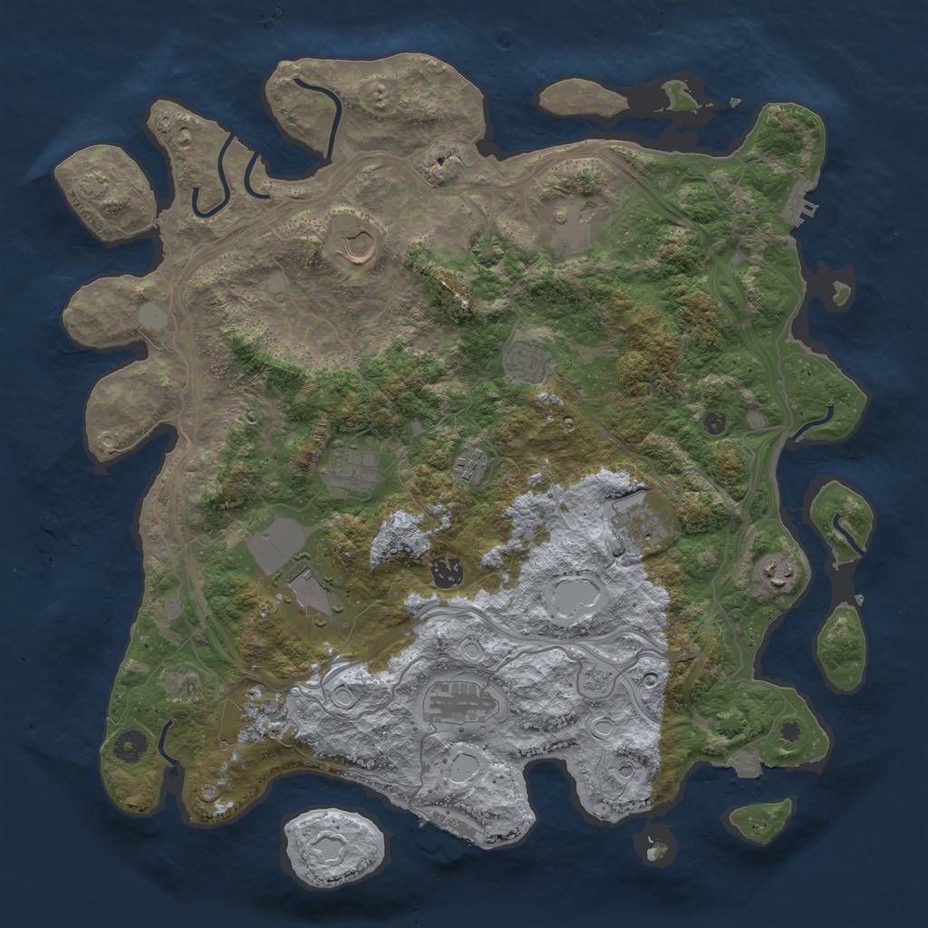 Rust Map: Procedural Map, Size: 4250, Seed: 1791914342, 19 Monuments