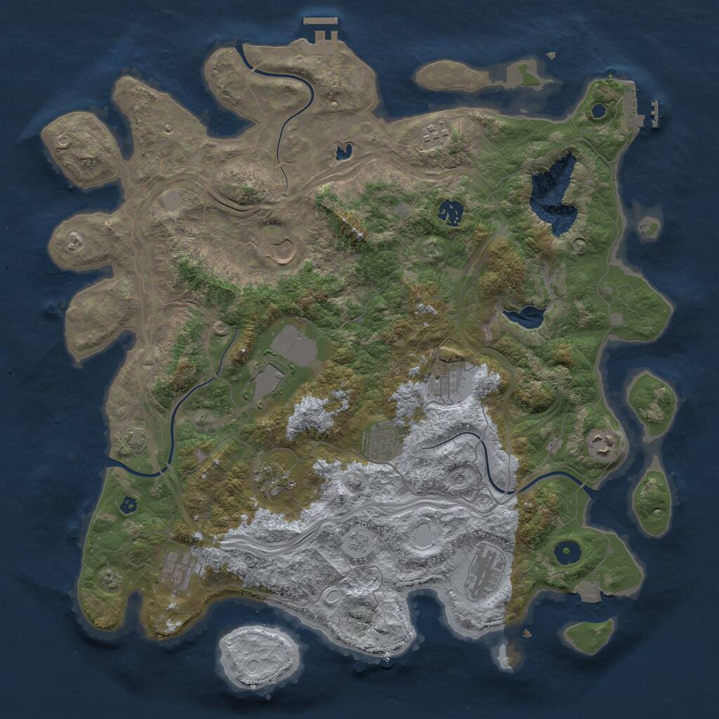 Rust Map: Procedural Map, Size: 4250, Seed: 1791914342, 16 Monuments
