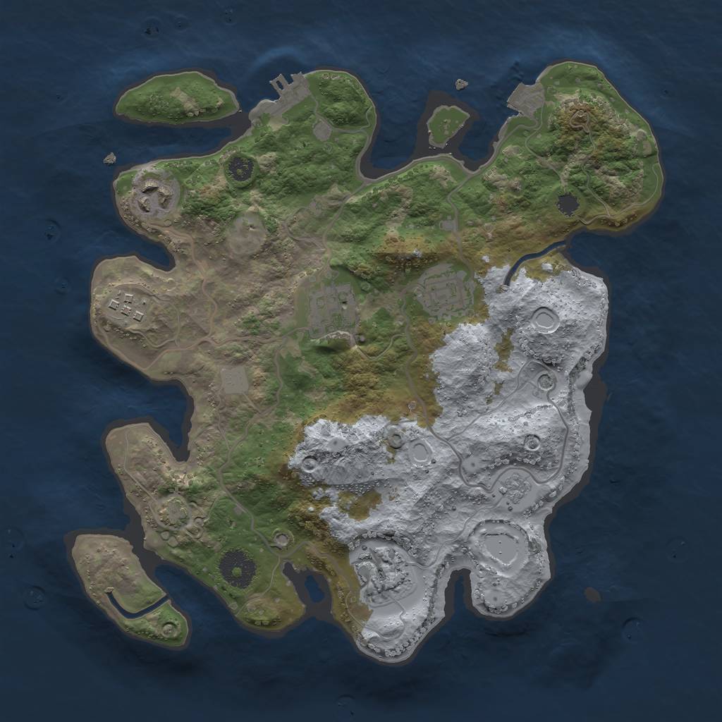 Rust Map: Procedural Map, Size: 3000, Seed: 1116047726, 12 Monuments