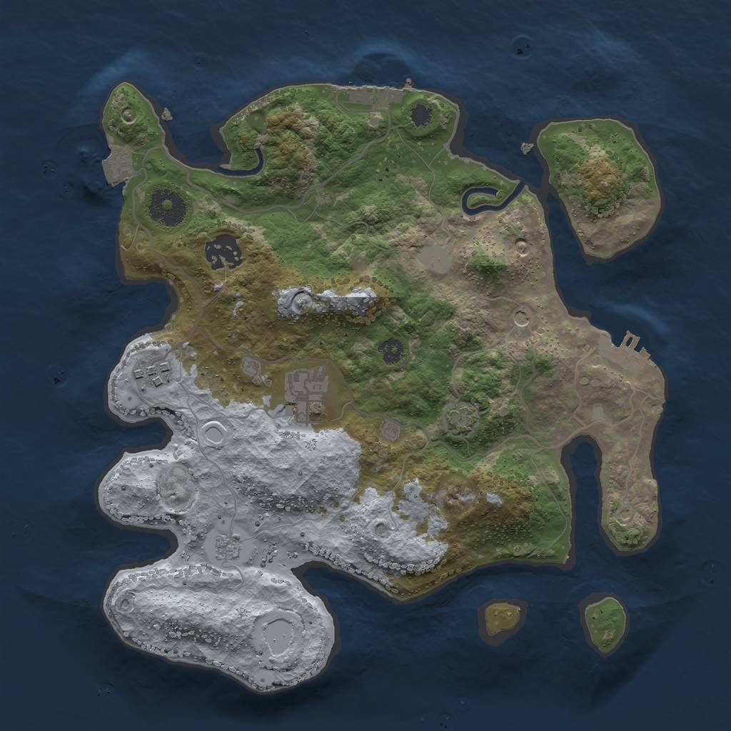 Rust Map: Procedural Map, Size: 3000, Seed: 1789299913, 11 Monuments