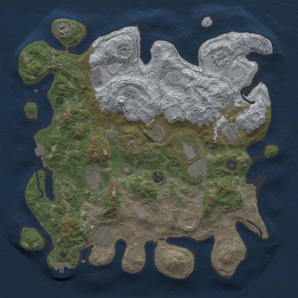 Rust Map: Procedural Map, Size: 4000, Seed: 69713469, 18 Monuments