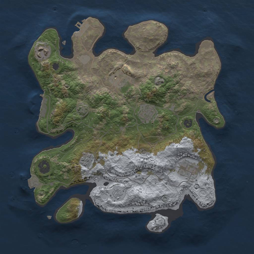 Rust Map: Procedural Map, Size: 3000, Seed: 352974115, 13 Monuments