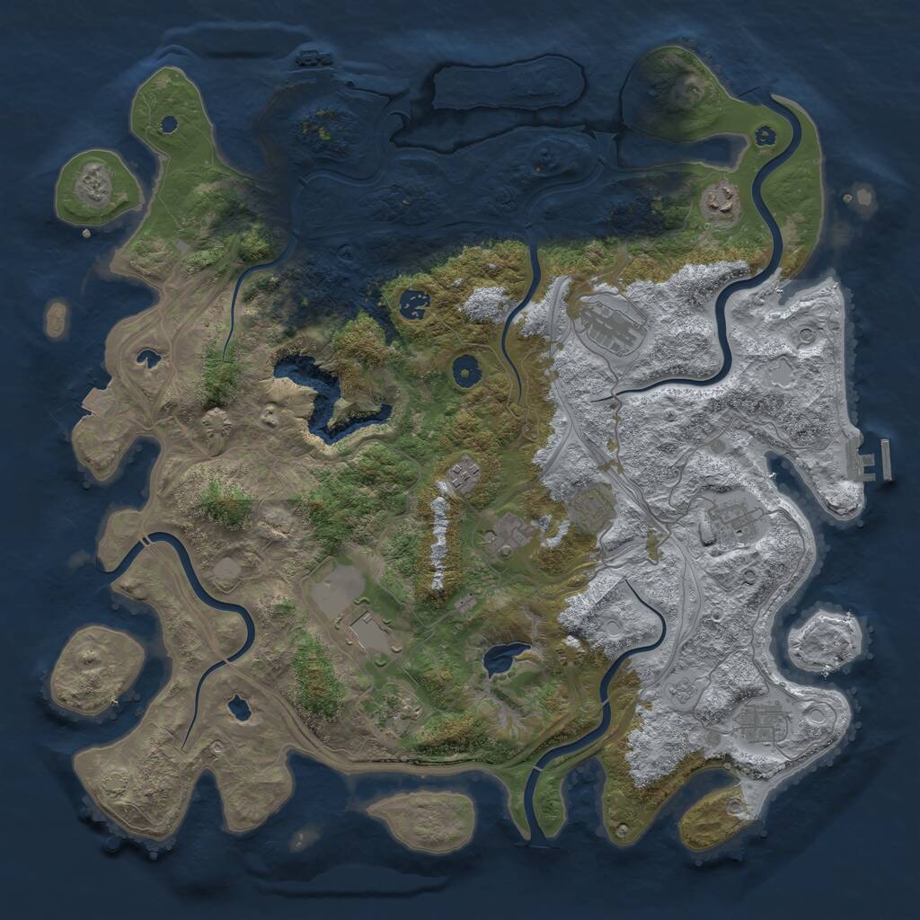 Rust Map: Procedural Map, Size: 4500, Seed: 842300104, 16 Monuments