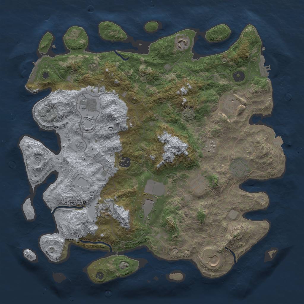 Rust Map: Procedural Map, Size: 4000, Seed: 1641651765, 18 Monuments