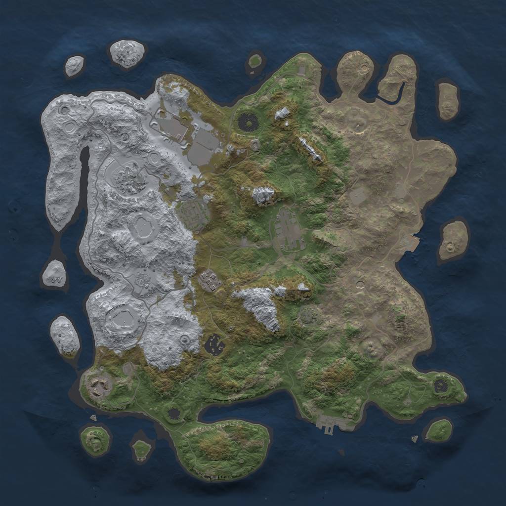 Rust Map: Procedural Map, Size: 3750, Seed: 94319981, 14 Monuments