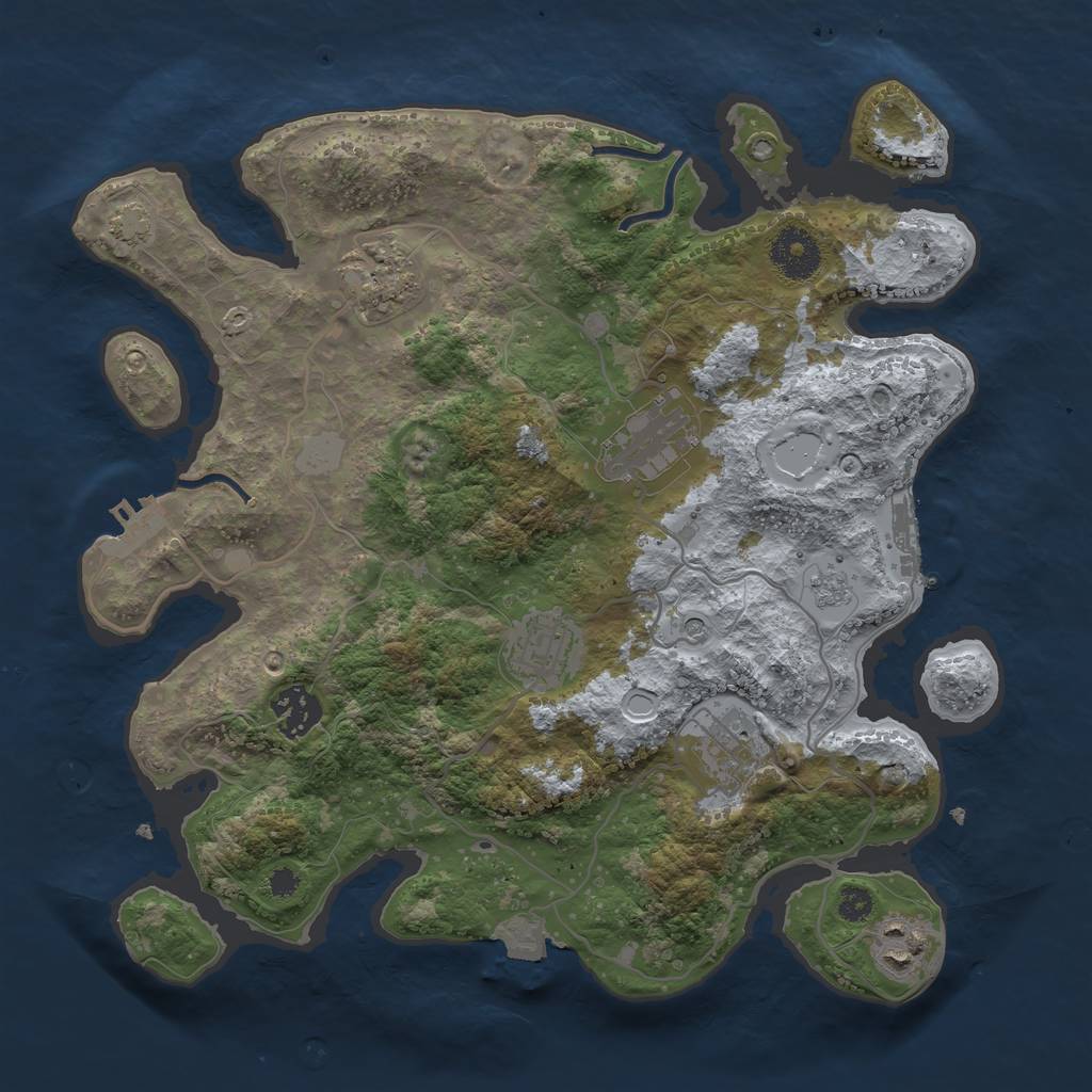 Rust Map: Procedural Map, Size: 3250, Seed: 822193, 14 Monuments