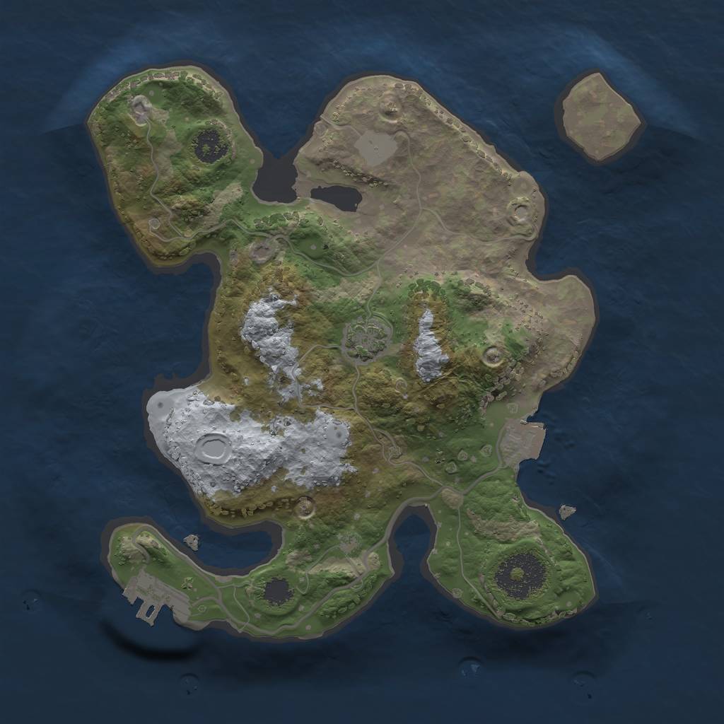 Rust Map: Procedural Map, Size: 2300, Seed: 1034653103, 5 Monuments