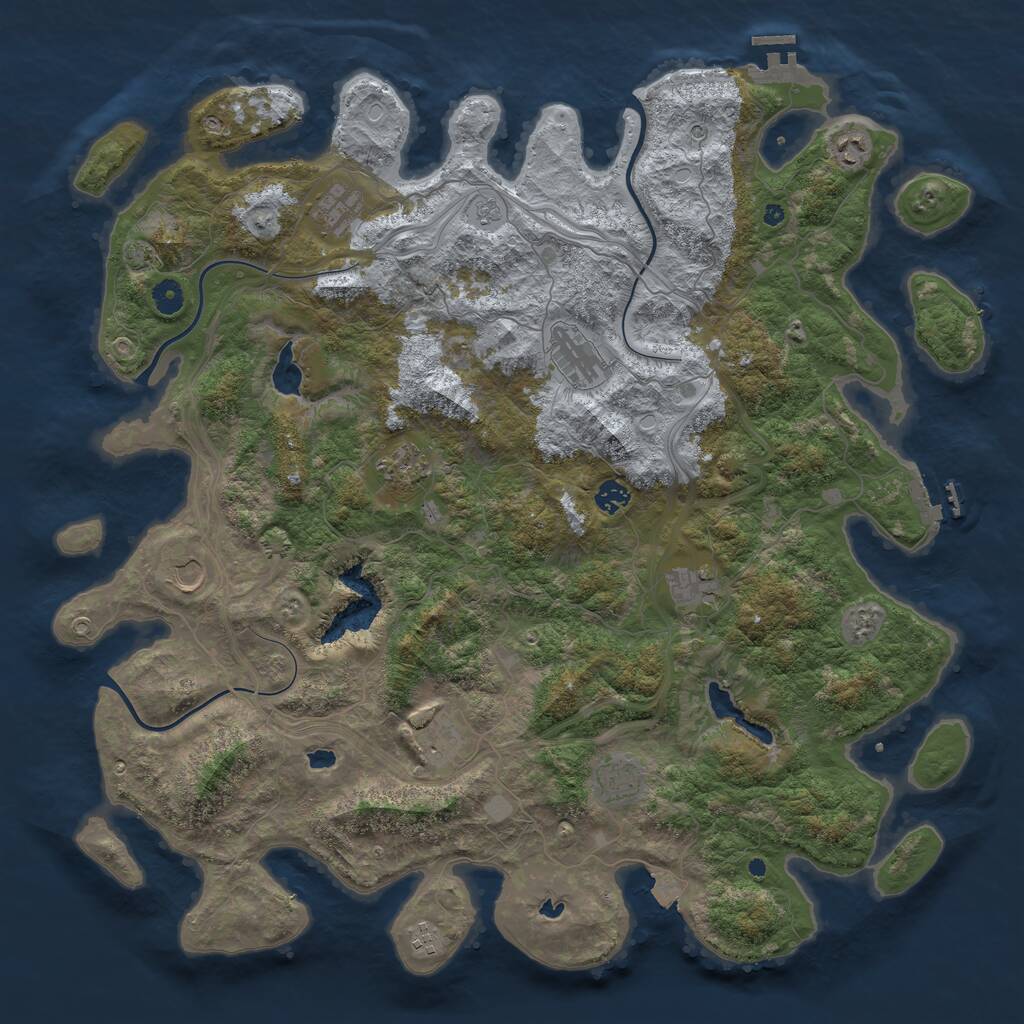 Rust Map: Procedural Map, Size: 4690, Seed: 111111, 16 Monuments