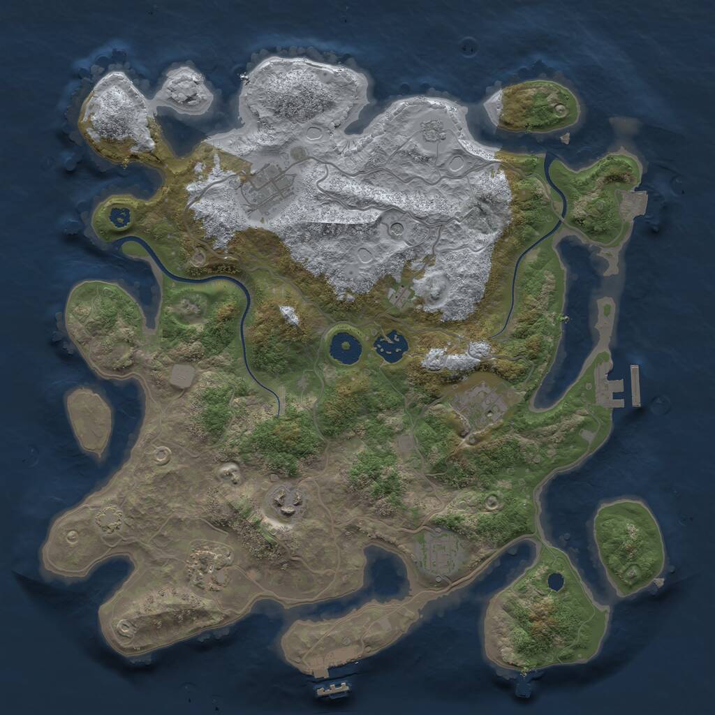 Rust Map: Procedural Map, Size: 3450, Seed: 86870672, 12 Monuments