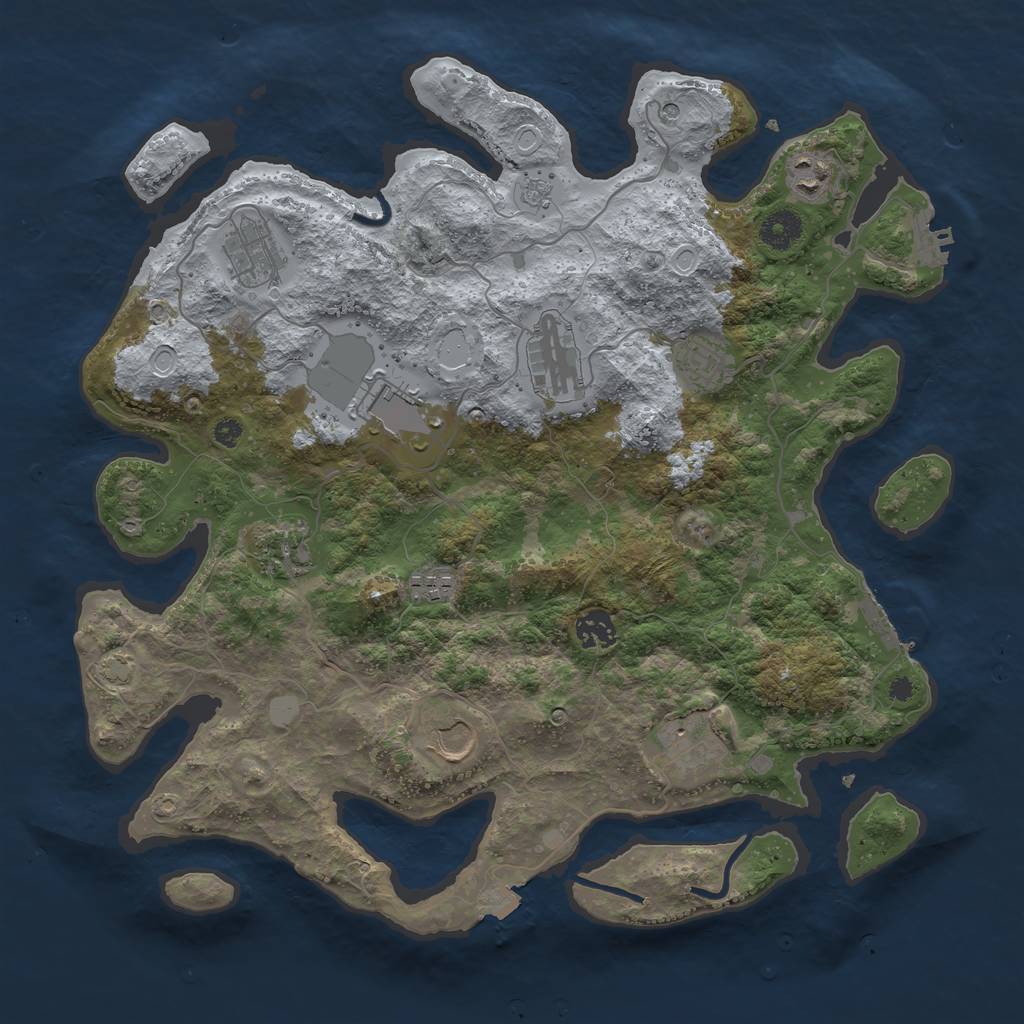 Rust Map: Procedural Map, Size: 3800, Seed: 973782303, 18 Monuments