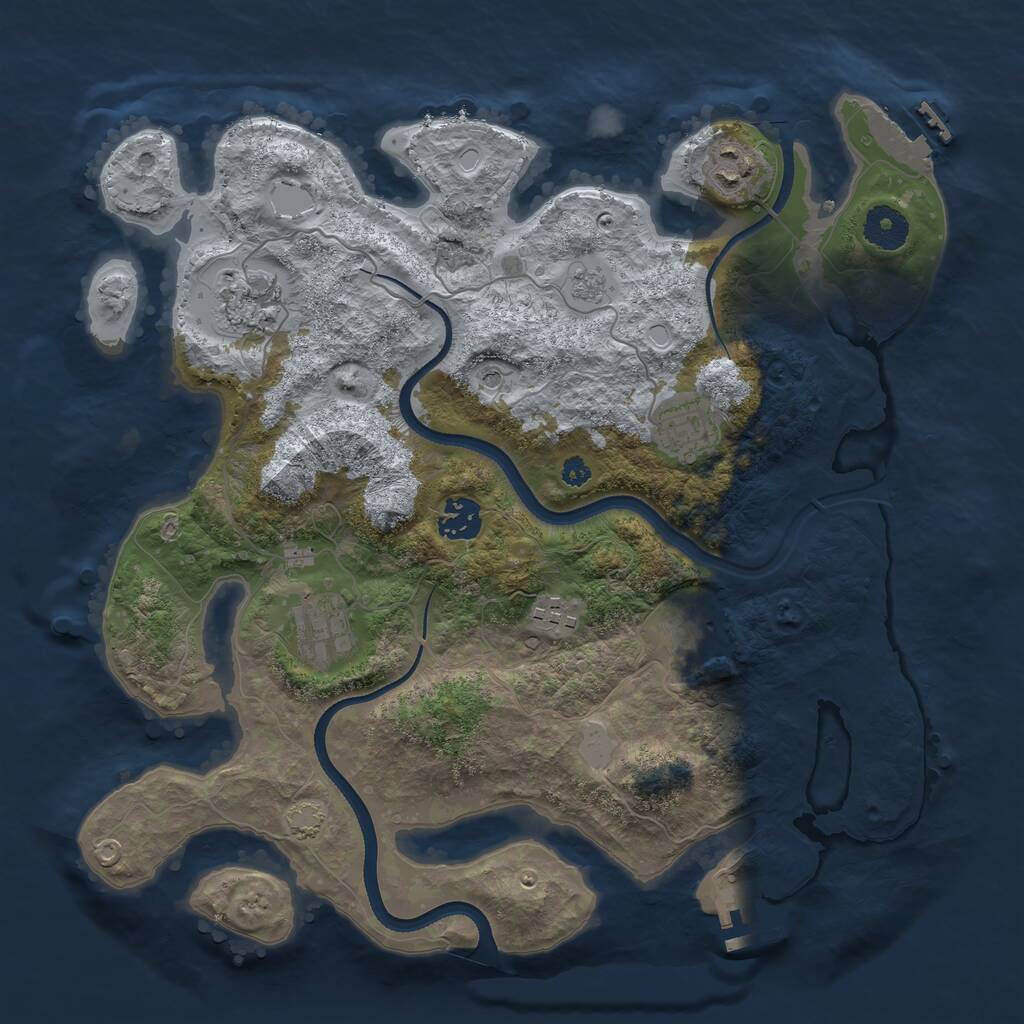 Rust Map: Procedural Map, Size: 3500, Seed: 109268256, 13 Monuments