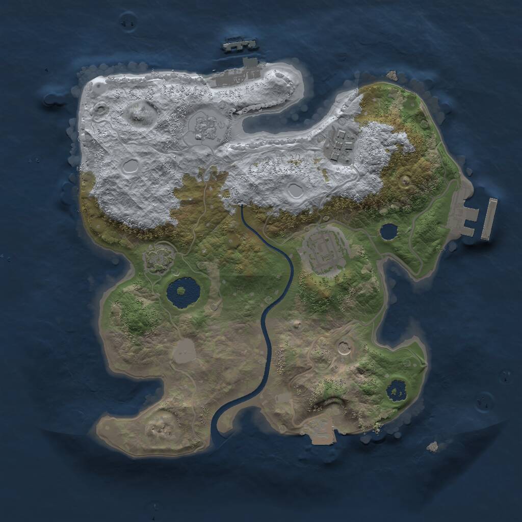 Rust Map: Procedural Map, Size: 2500, Seed: 456115, 8 Monuments