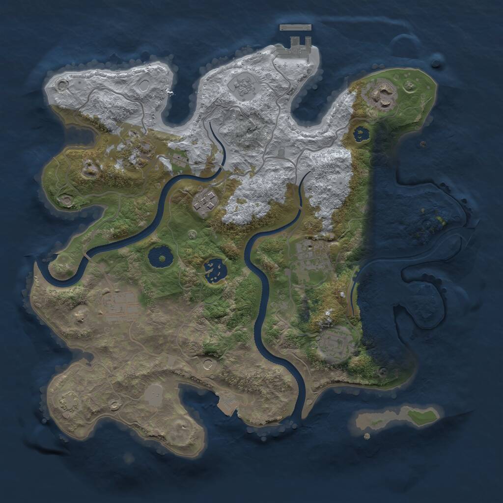 Rust Map: Procedural Map, Size: 3200, Seed: 14147, 12 Monuments