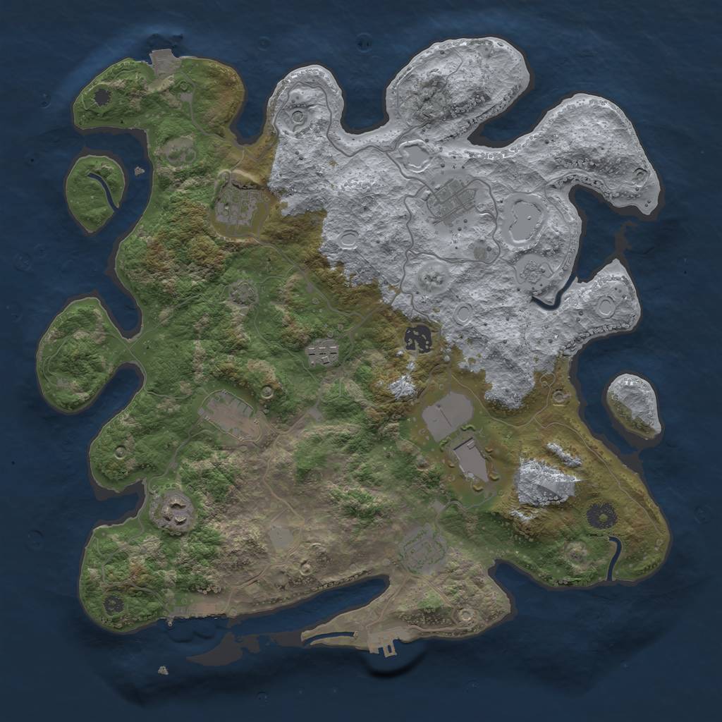 Rust Map: Procedural Map, Size: 3750, Seed: 503007, 16 Monuments