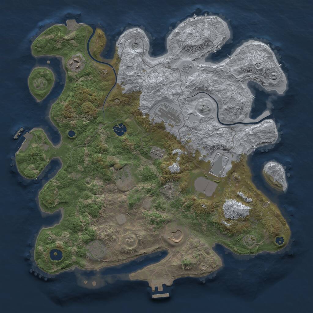 Rust Map: Procedural Map, Size: 3750, Seed: 503007, 14 Monuments