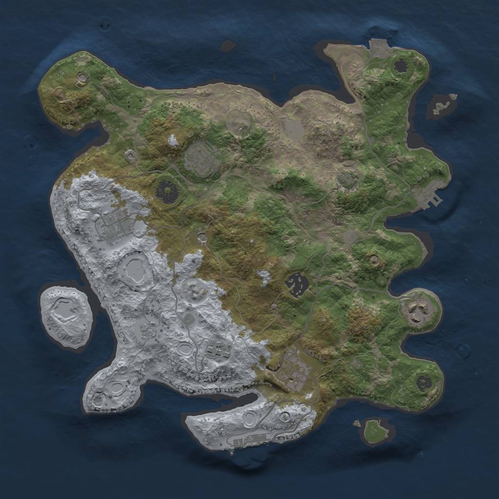 Rust Map: Procedural Map, Size: 3250, Seed: 503005, 14 Monuments