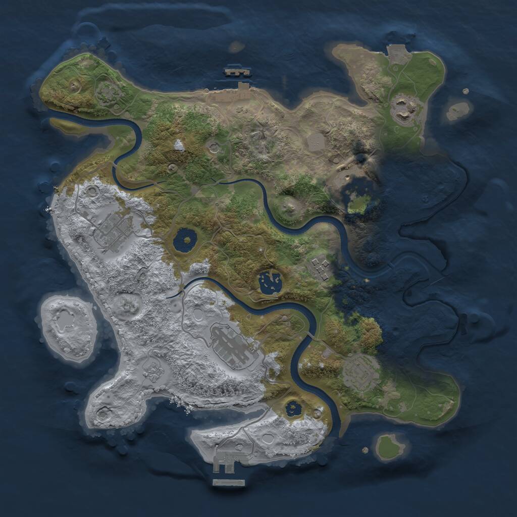 Rust Map: Procedural Map, Size: 3250, Seed: 503005, 13 Monuments